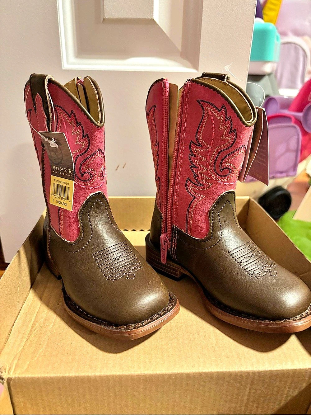 Roper Texsis Pink Toddler Western Boot Pink Toddler Western Boots Brown & Pink